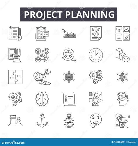 Project Planning Line Icons Signs Vector Set Outline Illustration