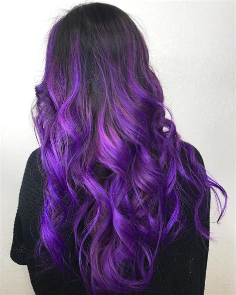 Long Purple And Blue Balayage Hair Balayage Hair Purple Purple
