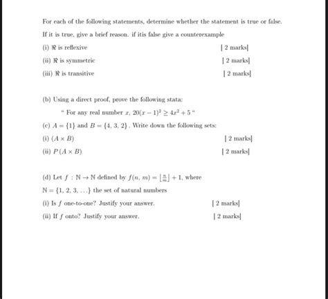 Solved For Each Of The Following Statements Determine