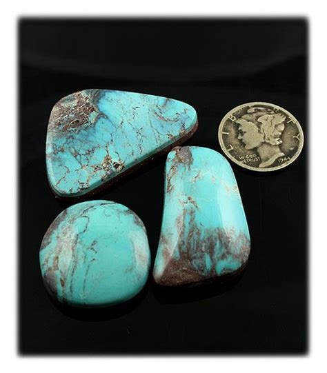 Large Smoky Bisbee Turquoise Cabochon Collection Bisbee Turquoise