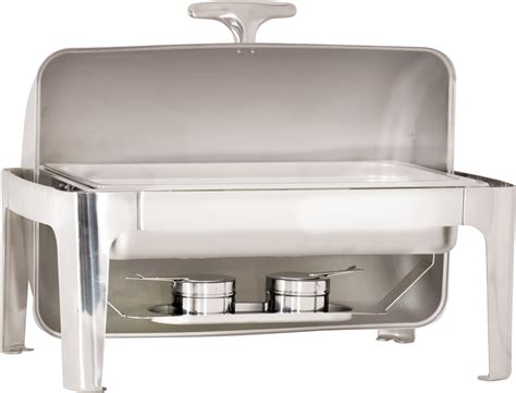 9 L 95 Qt Stainless Steel Round Chafing Dish With Roll Top Cover Omcan