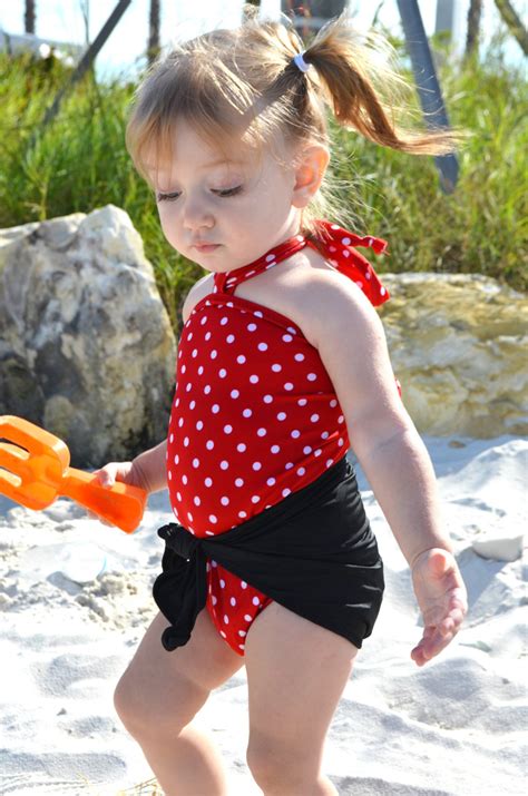Baby Bathing Suit Black W Red And White Polka Dots Wrap Etsy