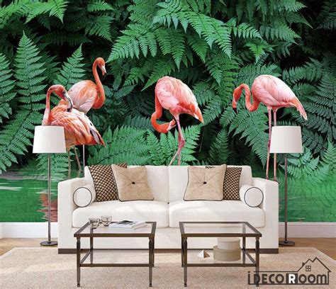 Tropical Rainforest Plant Flamingo Wallpaper Wall Murals Idcwp Hl 0006