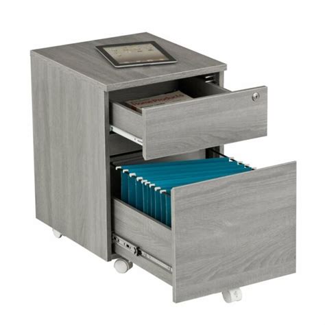 Mobile Rolling Vertical File Cabinet With 2 Drawers Locking Mechanism