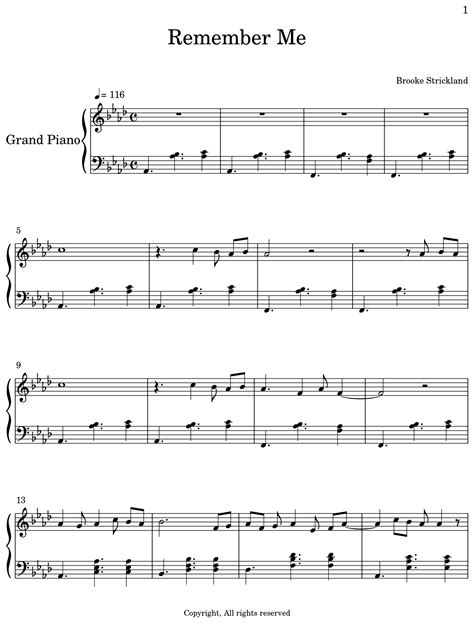 Remember Me Sheet Music For Piano