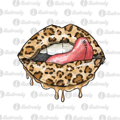 Sexy Dripping Leopard Lips Sublimation Design Watercolor Etsy