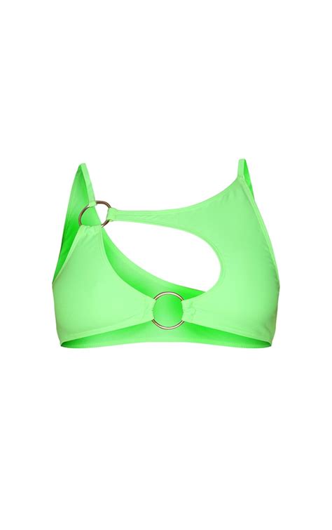 Lime Minimal Ring Cut Out Bikini Top Prettylittlething Aus