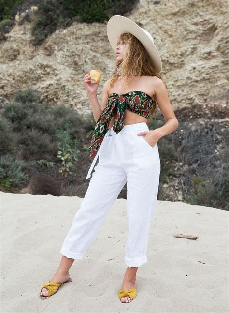 Ox Pants White Linen In 2020 Cancun Outfits Beach Outfit Women