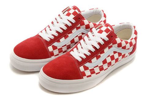 Classic Vans Old Skool Checkerboard Red White Suede Off The Wall