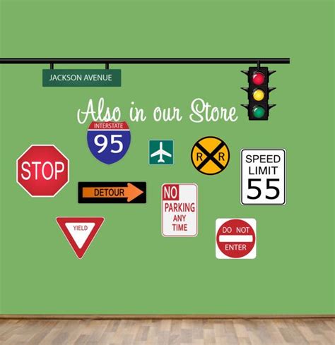 Road Signs Wall Decal Reusable Wall Decal Street Signs Etsy Wall