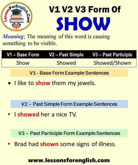 ⭐ Show Tenses What Is The Past Tense Of Show 2022 11 17