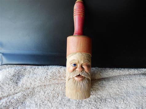 Hand Carved Wood Santa Rolling Pin By PatsSanta On Etsy Hand Carved Wood Etsy Hand Carved
