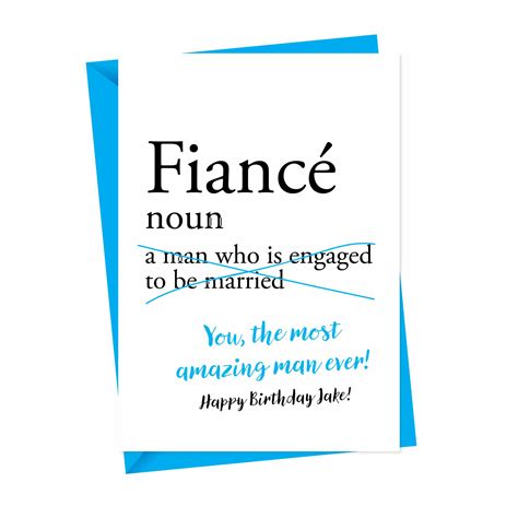 Dictionary Fiance Personalised Birthday Card A Is For Alphabet