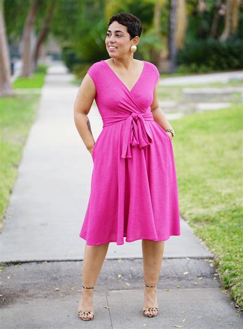Diy Pink Faux Wrap Dress Vogue 1027 Mimi G Style Wrap Dress Wrap
