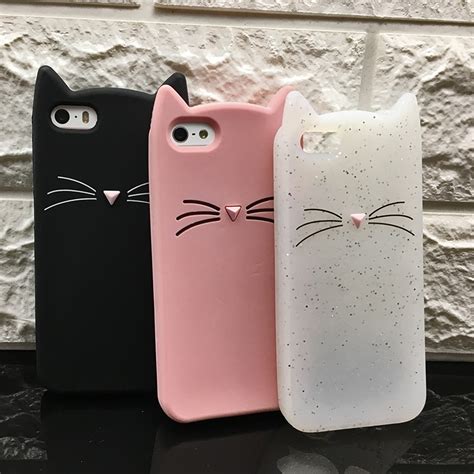 cute 3d cat phone cases for iphone 5 5s se case girl soft silicone tpu for apple iphone 6 6s 7 8