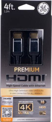 GE Ultra Pro Premium HDMI Cable Black Silver 4 Ft Fred Meyer
