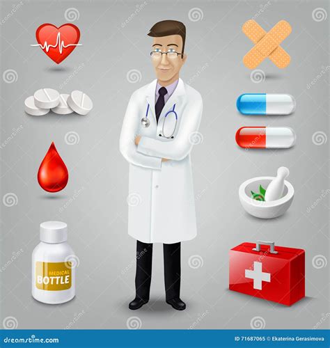 Doctor Con El Objeto Médico Ilustración Del Vector Ilustración Del