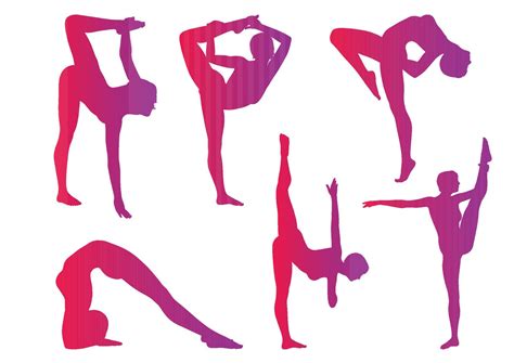 silhouettes of females in gymnastic poses 21917762 vector art at vecteezy