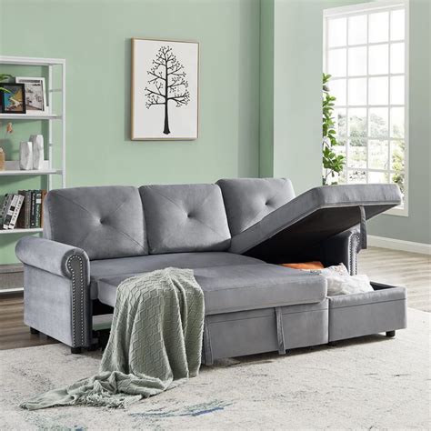 Merax 8346 Reversible Pull Out Sleeper Sectional Storage Sofa Bed 3