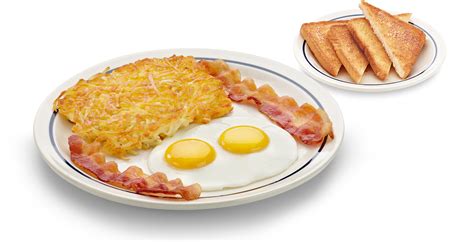 Two Eggs Toast And Hash Browns With Your Choice Of Two Bacon Strips On