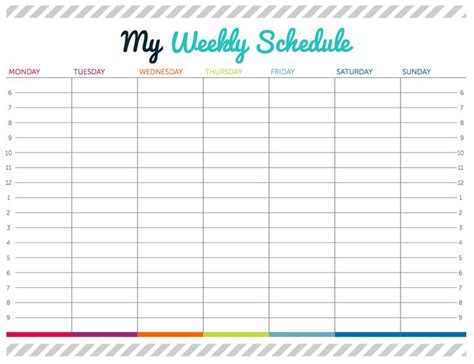 Weekly Schedule Time Management Weekly Calendar Printable Weekly