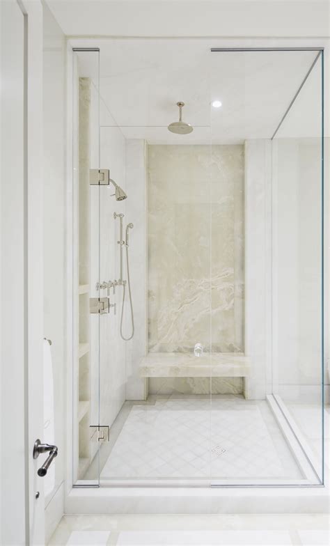 Walk In Shower With Full Slab Marble Wall Shower Remodel Small