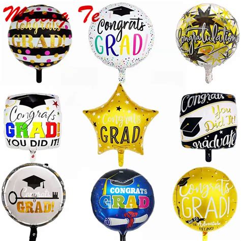 10pcs 18inch Round School Graduation Foil Helium Balloons For