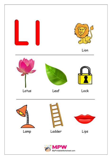 Things That Start With L Alphabets Printable Worksheet For L Alphabe