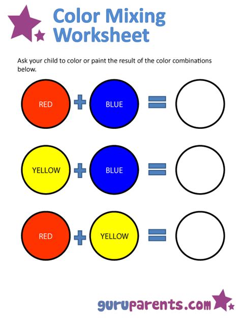 Color Mixing Worksheet Kindergarten