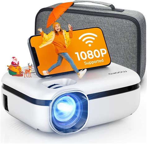 Wifi Portable Projector 8000l With Carrying Bag 1080p Supported White