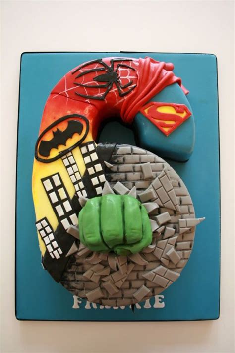 Do they jump off the couch to. Number 6 Super hero cake | Superhero cake, Number birthday ...