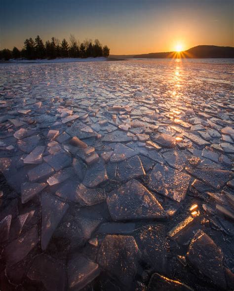 Glowing Ice Sheets Quabbin Reservoir Ma Patrick Zephyr Photography