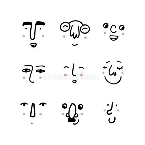 Set Of Human Faces Expressing Positive Emotions Human Faces With Wide