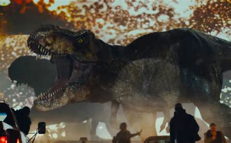 Jurassic World Dominion Prologue Footage Now Online Shows Giganotosaurus Vs T Rex Fight