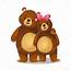 Cute Romantic Cartoon Couple Of Brown Grizzly Bears — Stock Vector 
