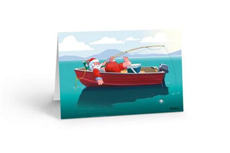 Santas Fishing Break Christmas Card 18 Cards And Envelopes 60033 In