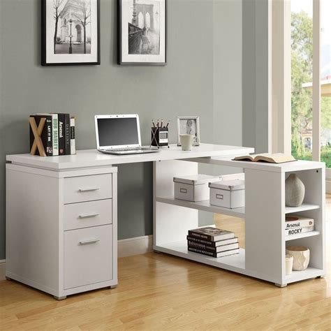 Monarch Specialties Contemporary White L Shaped Desk White