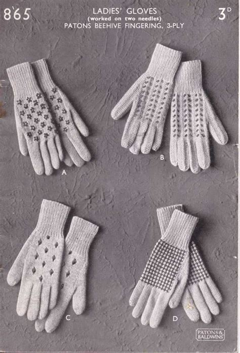Free Vintage Knitting Pattern Ladies Gloves Worked On Two Needles From