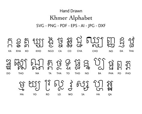 Khmer Alphabet Svg Cut File Cricut Hand Drawn Etsy Denmark