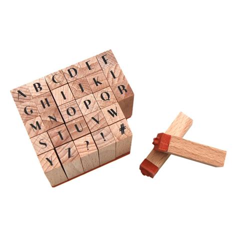 Elegant Mini Alphabet Wooden Stamp Set 30 Pieces Hobbycraft