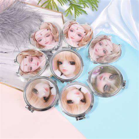 Round Mini Pocket Double Sided Fodable Mirror Cosmetic Compact Mirrors