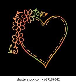 Hand Drawn Heart Frame Doodle Floral Stock Vector Royalty Free