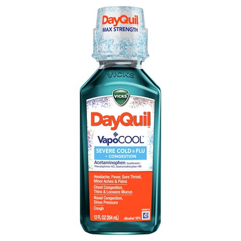 Vicks Dayquil Severe Vapocool Cold And Flu Medicine Liquid 12 Oz