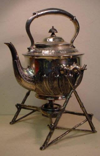 Antique Silver Plated Gypsy Kettle With Twig Stand By Walker And Hall