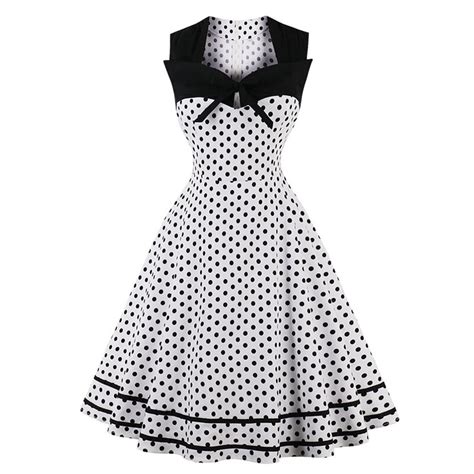 women sleeveless square collar bow polka dot dress 1950s 60s vintage retro vestidos pin up