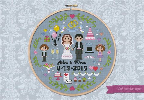 Cross stitch beach wedding sampler kits & patterns. Wedding Sampler - Digital Cross Stitch Pattern