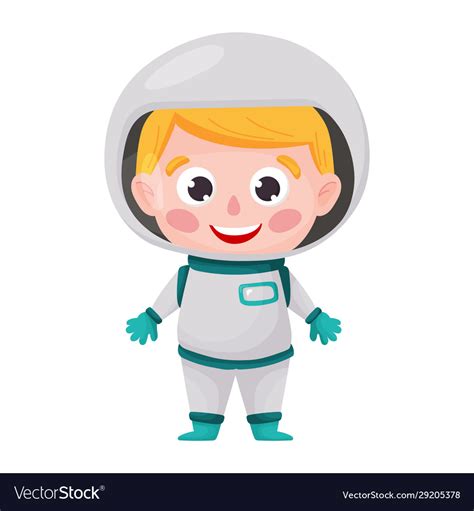 Cute Astronaut Boy In Cartoon Style Isolated Vector Image