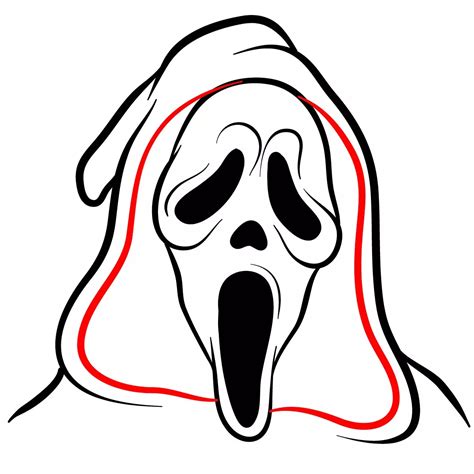 How To Draw Ghostface The Scream Mask Sketchok Drawing Guides Knife