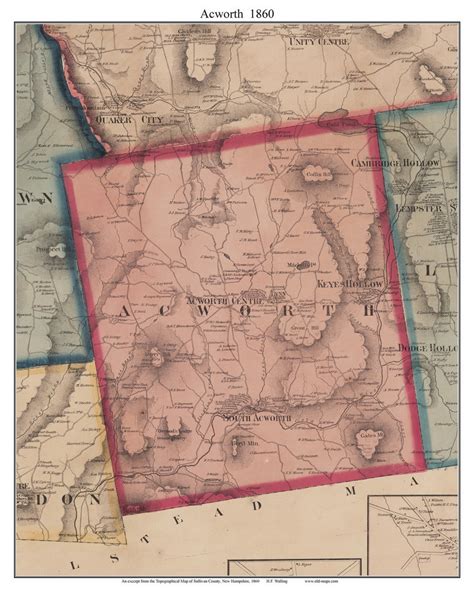 Acworth New Hampshire 1860 Old Town Map Custom Print Sullivan Co