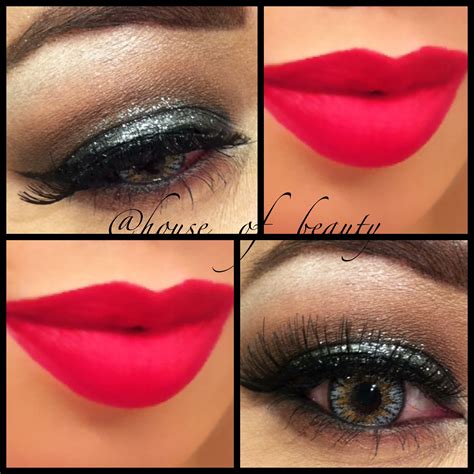 Smokey Silver Glitter With Ruby Woo Red Lipstick From Mac Follow Me On